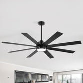 Large 72in 8-Blade Integrated LED Ceiling Fan with Light Remote, 6in and 20in Downrod Included